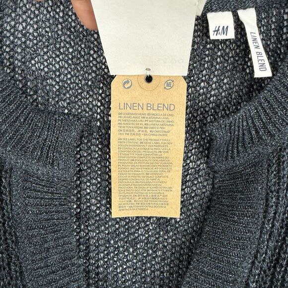H&M Women’s Dark Blue Deep V Neck Long Sleeve Sweater Pullover Sweatshirt Size L - Picture 13 of 16